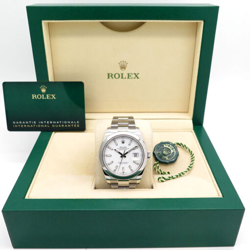 Alternative view of Rolex 126300 Datejust 41 with White Stick Dial on Oyster