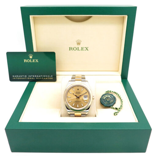 Alternative view of Rolex 126333 Datejust 41 18K/SS with Champagne Stick Dial on Oyster