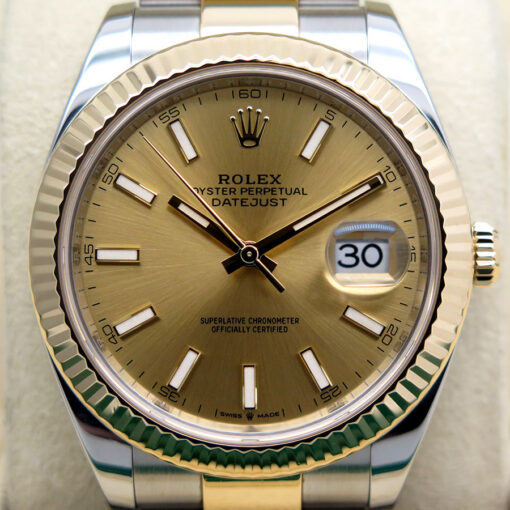 Rolex 126333 Datejust 41 18K/SS with Champagne Stick Dial on Oyster - Image 3