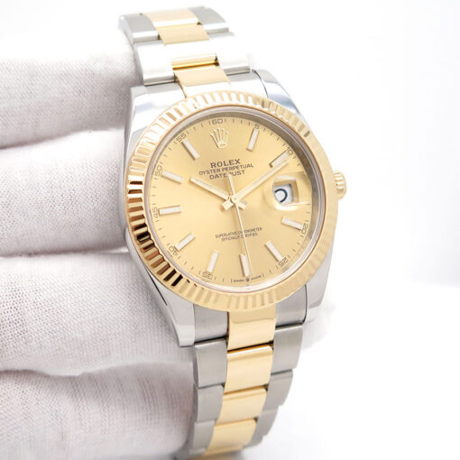 Rolex 126333 Datejust 41 18K/SS with Champagne Stick Dial on Oyster