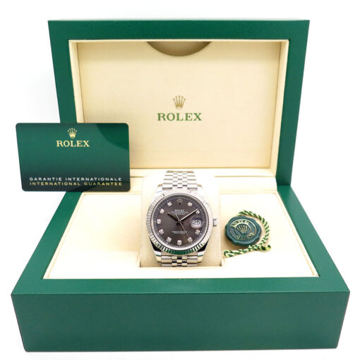 Alternative view of Rolex 126334 Datejust 41 with Slate Diamond Dial on Jubilee