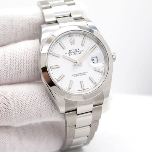 Rolex 126300 Datejust 41 with White Stick Dial on Oyster