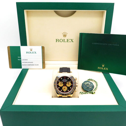 Alternative view of Rolex 116518LN Cosmograph Daytona 18K Yellow Gold with Black Dial