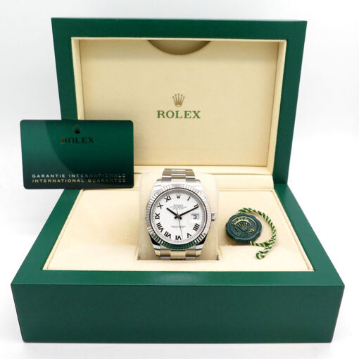 Alternative view of Rolex 126334 Datejust 41 with White Roman Dial on Oyster