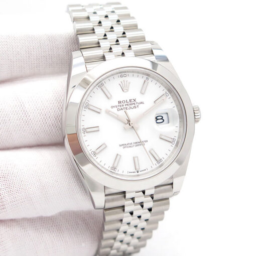 Rolex 126300 Datejust 41 with White Stick Dial on Jubilee