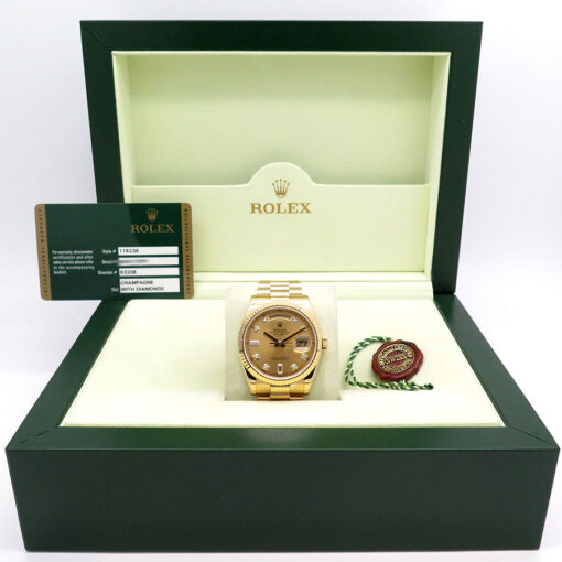 Rolex 118238 Day Date 18K Yellow Gold with Champagne Diamond Dial - Image 2