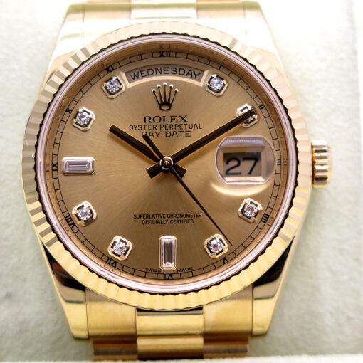 Rolex 118238 Day Date 18K Yellow Gold with Champagne Diamond Dial - Image 3