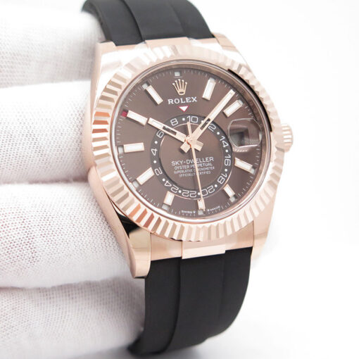 Rolex 336235 Skydweller 18K Rose Gold with Chocolate Dial on Oysterflex