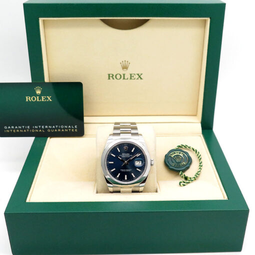 Alternative view of Rolex 126300 Datejust 41 with Blue Stick Dial on Oyster