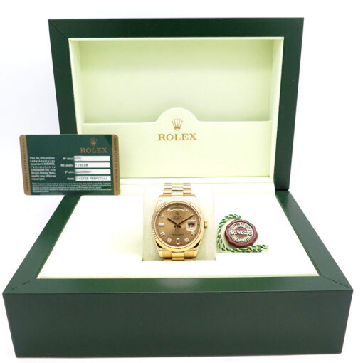 Alternative view of Rolex 118238 Day Date 18K Yellow Gold with Champagne Diamond Dial