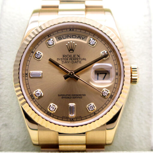 Rolex 118238 Day Date 18K Yellow Gold with Champagne Diamond Dial - Image 3