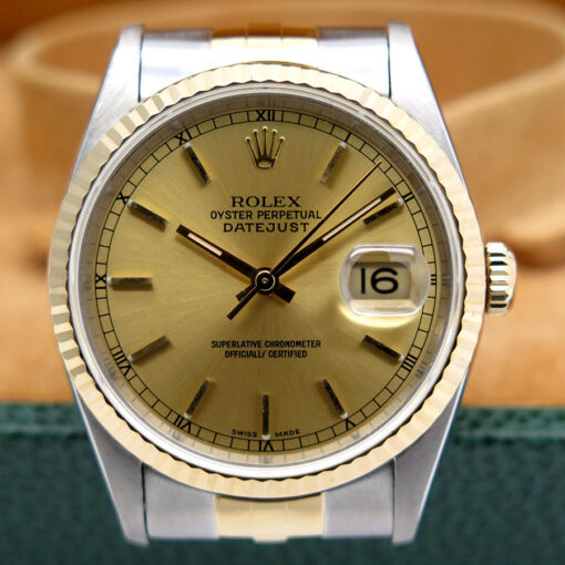 Rolex 16233 Datejust 18K/SS with Champagne Stick Dial on Jubilee - Image 3