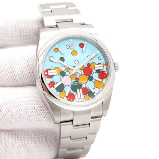 Rolex 124300 Oyster Perpetual 41 with Turquoise Celebration Motif Dial (New Old Stock)
