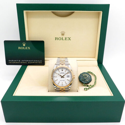 Alternative view of Rolex 126233 Datejust 18K/SS with White Stick Dial on Jubilee