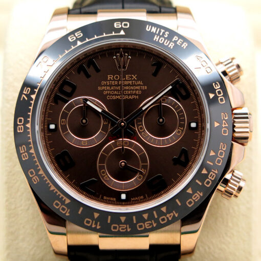 Rolex 116515LN Cosmograph Daytona 18K Rose Gold with Chocolate Arabic Dial on Leather - Image 3