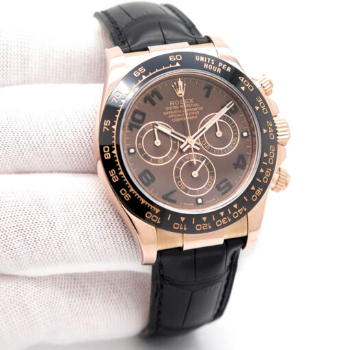 Rolex 116515LN Cosmograph Daytona 18K Rose Gold with Chocolate Arabic Dial on Leather