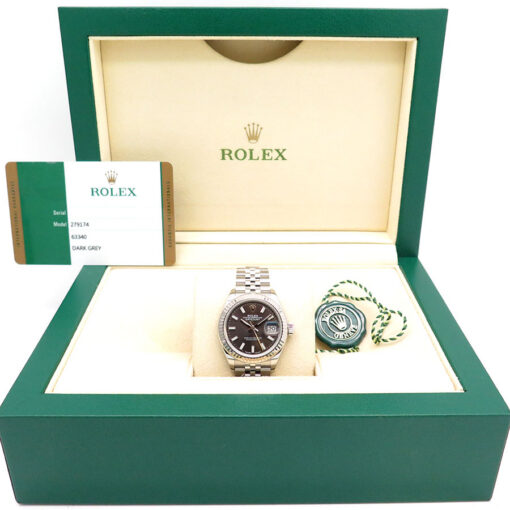 Alternative view of Rolex 279174 Datejust with Dark Grey Stick Dial on Jubilee