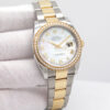 Rolex 116243 Datejust 18K/SS with Mother of Pearl Roman Dial on Oyster with Diamond Bezel