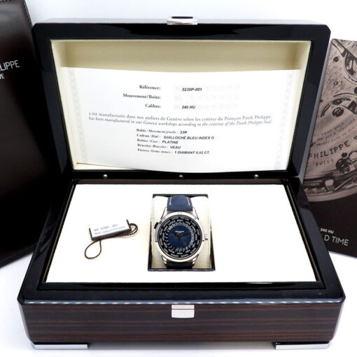Alternative view of Patek Philippe 5230P World Time Platinum with Blue Dial