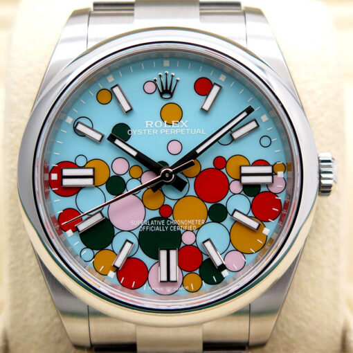 Rolex 124300 Oyster Perpetual 41 with Turquoise Celebration Motif Dial (New Old Stock) - Image 3