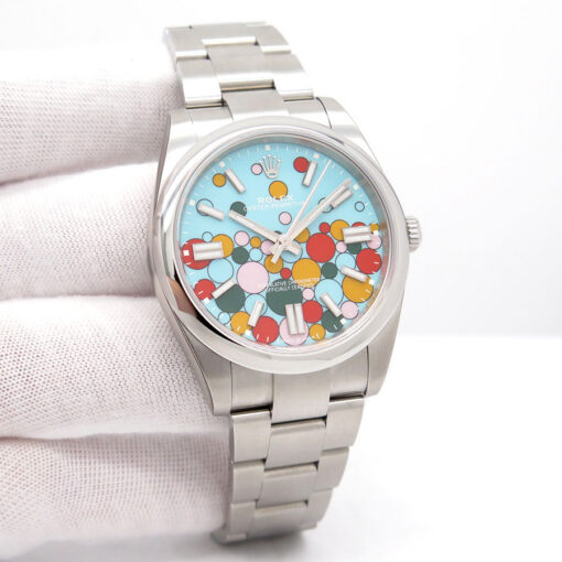 Rolex 124300 Oyster Perpetual 41 with Turquoise Celebration Motif Dial (New Old Stock)