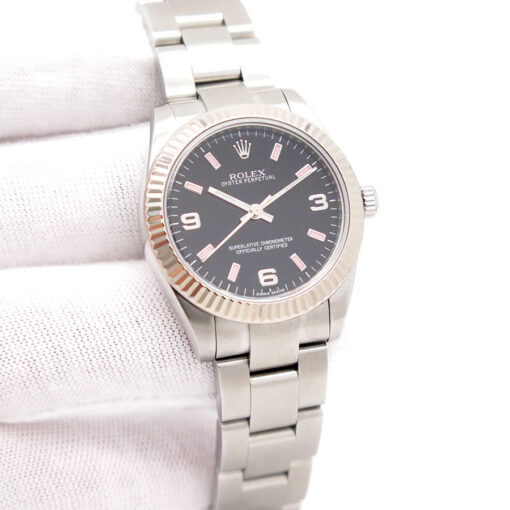 Rolex 177234 Oyster Perpetual with Black Arabic Dial with Pink Markers
