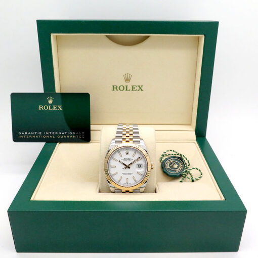Alternative view of Rolex 126333 Datejust 41 18K/SS with White Stick Dial on Jubilee