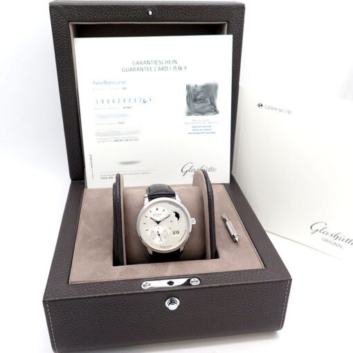 Alternative view of Glashutte PanoMaticLunar with Silver Dial on Leather