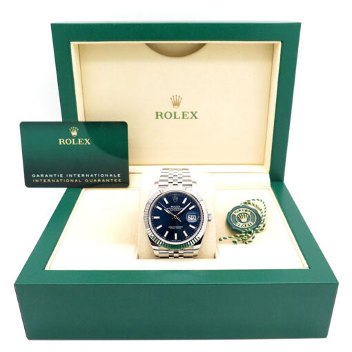 Alternative view of Rolex 126334 Datejust 41 with Blue Stick Dial on Jubilee