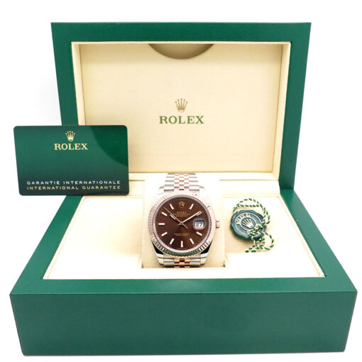 Alternative view of Rolex 126331 Datejust 41 18K/SS with Chocolate Stick Dial on Jubilee