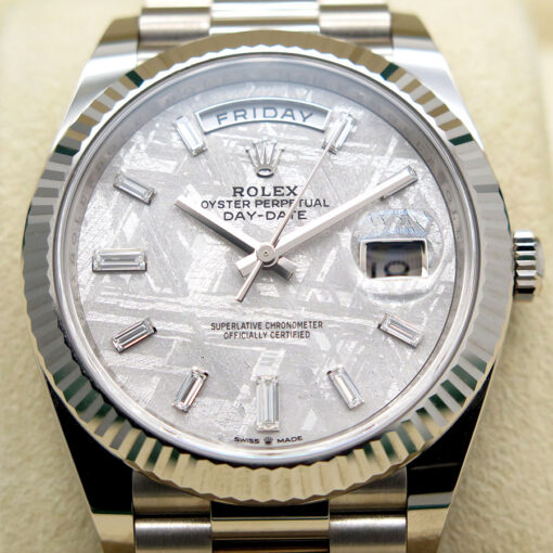 Rolex 228239 Day Date 40 18K White Gold with Meteorite Baguette Diamond Dial - Image 3