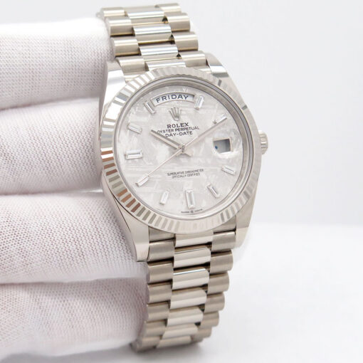 Rolex 228239 Day Date 40 18K White Gold with Meteorite Baguette Diamond Dial