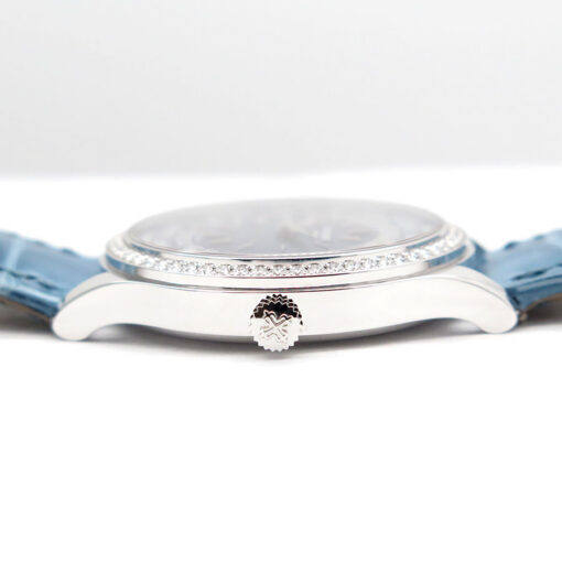 Patek Philippe 7130G World Time 18K White Gold 36mm with Blue Dial and Diamond Bezel - Image 6