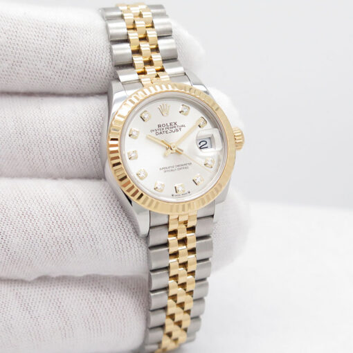Rolex 279173 Datejust 18K/SS with Silver Diamond Dial on Jubilee