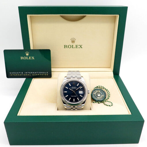 Alternative view of Rolex 126334 Datejust 41 with Blue Stick Dial on Jubilee