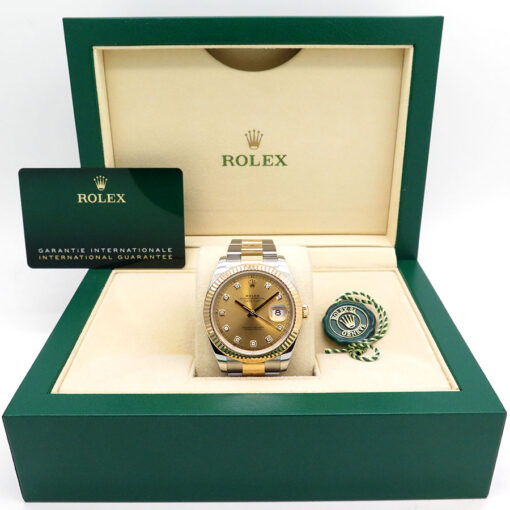 Alternative view of Rolex 126333 Datejust 41 18K/SS with Champagne Diamond Dial on Oyster