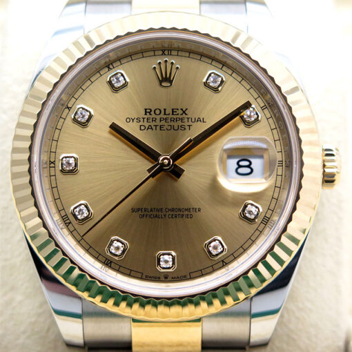 Rolex 126333 Datejust 41 18K/SS with Champagne Diamond Dial on Oyster - Image 3