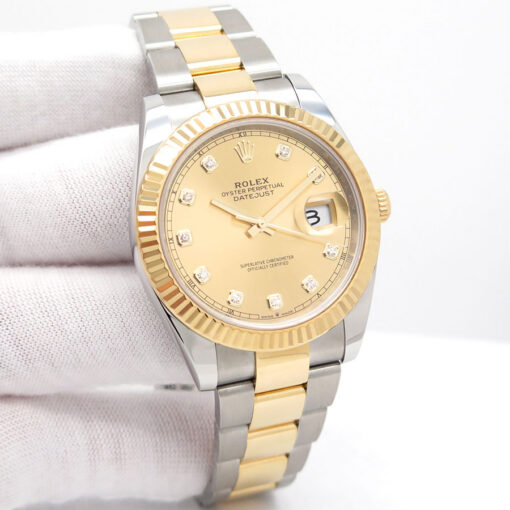 Rolex 126333 Datejust 41 18K/SS with Champagne Diamond Dial on Oyster