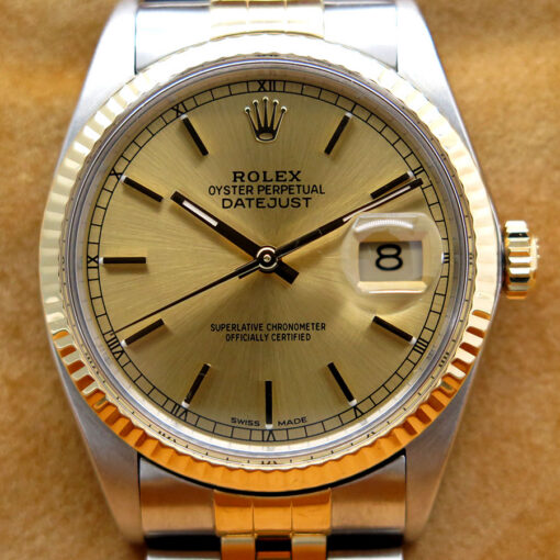 Rolex 16013 Datejust 18K/SS with Champagne Stick Dial on Jubilee - Image 3