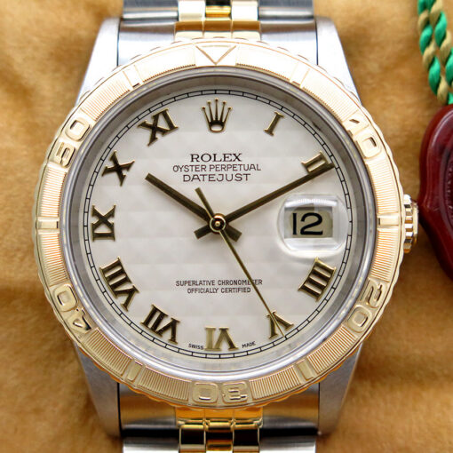 Rolex 16263 Datejust 18K/SS Turn-O-Graph with Ivory Pyramid Roman Dial on Jubilee - Image 3