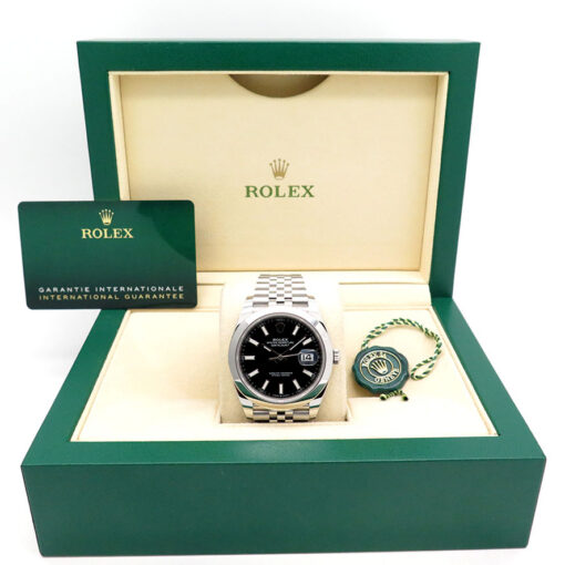 Alternative view of Rolex 126300 Datejust 41 with Black Stick Dial on Jubilee