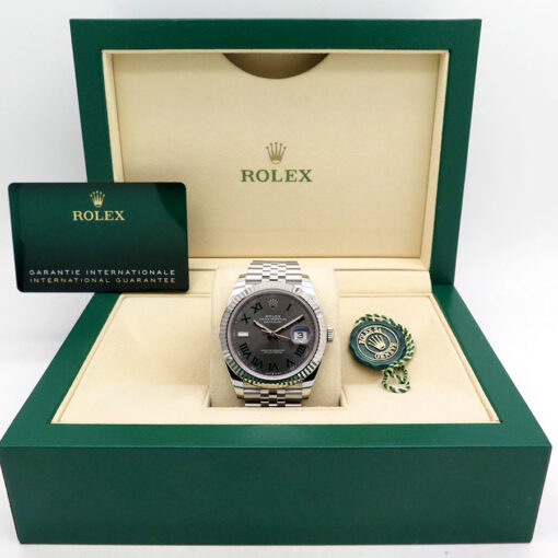 Alternative view of Rolex 126334 Datejust 41 with Slate Roman Dial on Jubilee