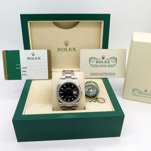 Alternative view of Rolex CPO 116200 Datejust with Black Stick Dial on Oyster