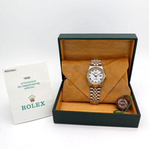 Alternative view of Rolex 16233 Datejust 18K/SS with White Roman Dial on Jubilee