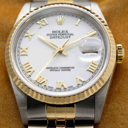 Rolex 16233 Datejust 18K/SS with White Roman Dial on Jubilee - Image 3