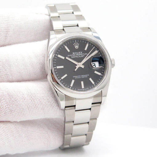 Rolex 126200 Datejust 36 with Black Stick Dial on Oyster