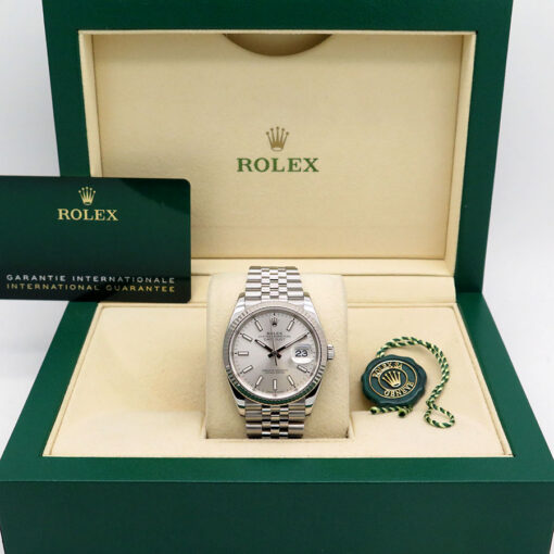 Alternative view of Rolex 126234 Datejust 36 with Silver Stick Dial on Jubilee