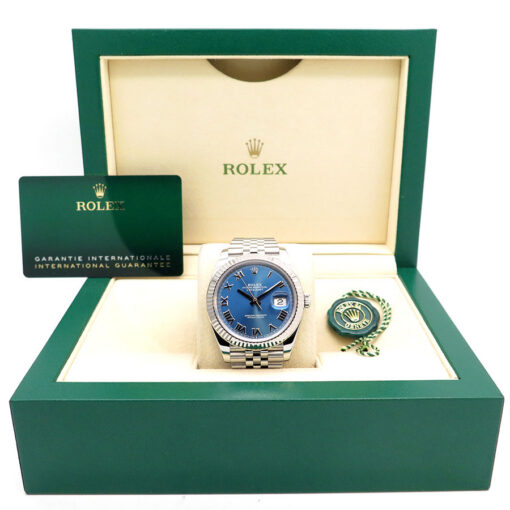 Alternative view of Rolex 126334 Datejust 41 with Azzurro Dial on Jubilee