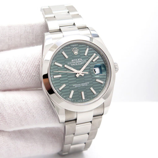 Rolex 126300 Datejust 41 with Mint Fluted Motif Dial on Oyster
