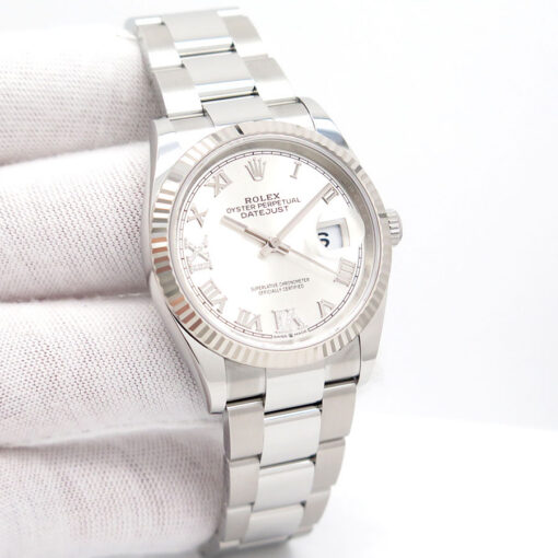 Rolex 126234 Datejust 36 with Silver Roman Diamond VI, IX Dial on Oyster
